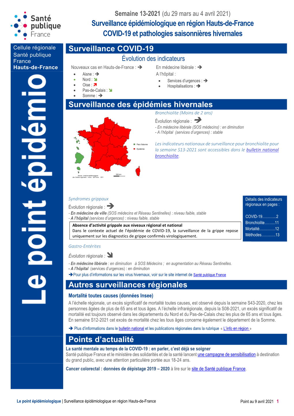 Surveillance Sanitaire Dans Les Hauts-De-France. Point Au 9 Avril