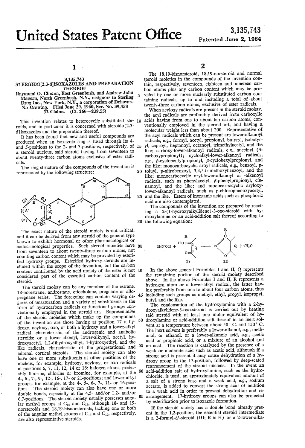 United States Patent Office Patented June 2, 1964