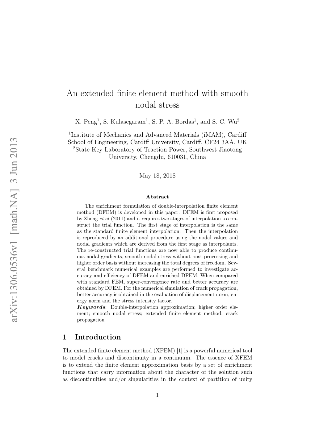 An Extended Finite Element Method with Smooth Nodal Stress
