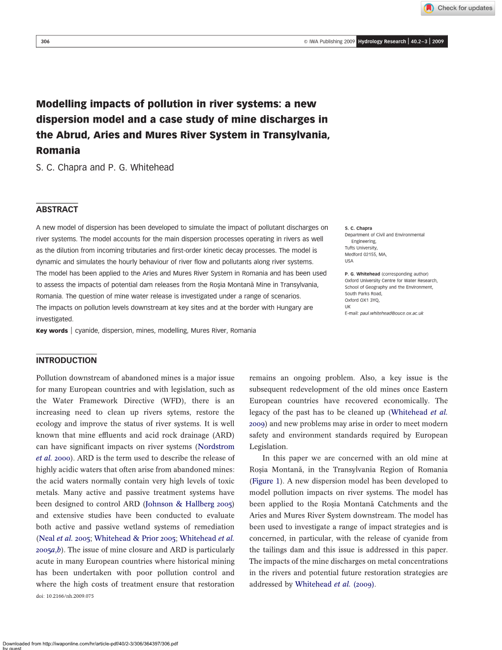 Modelling Impacts of Pollution in River Systems