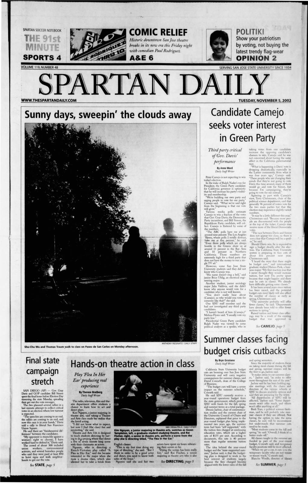 Spartan Daily, November 5, 2002