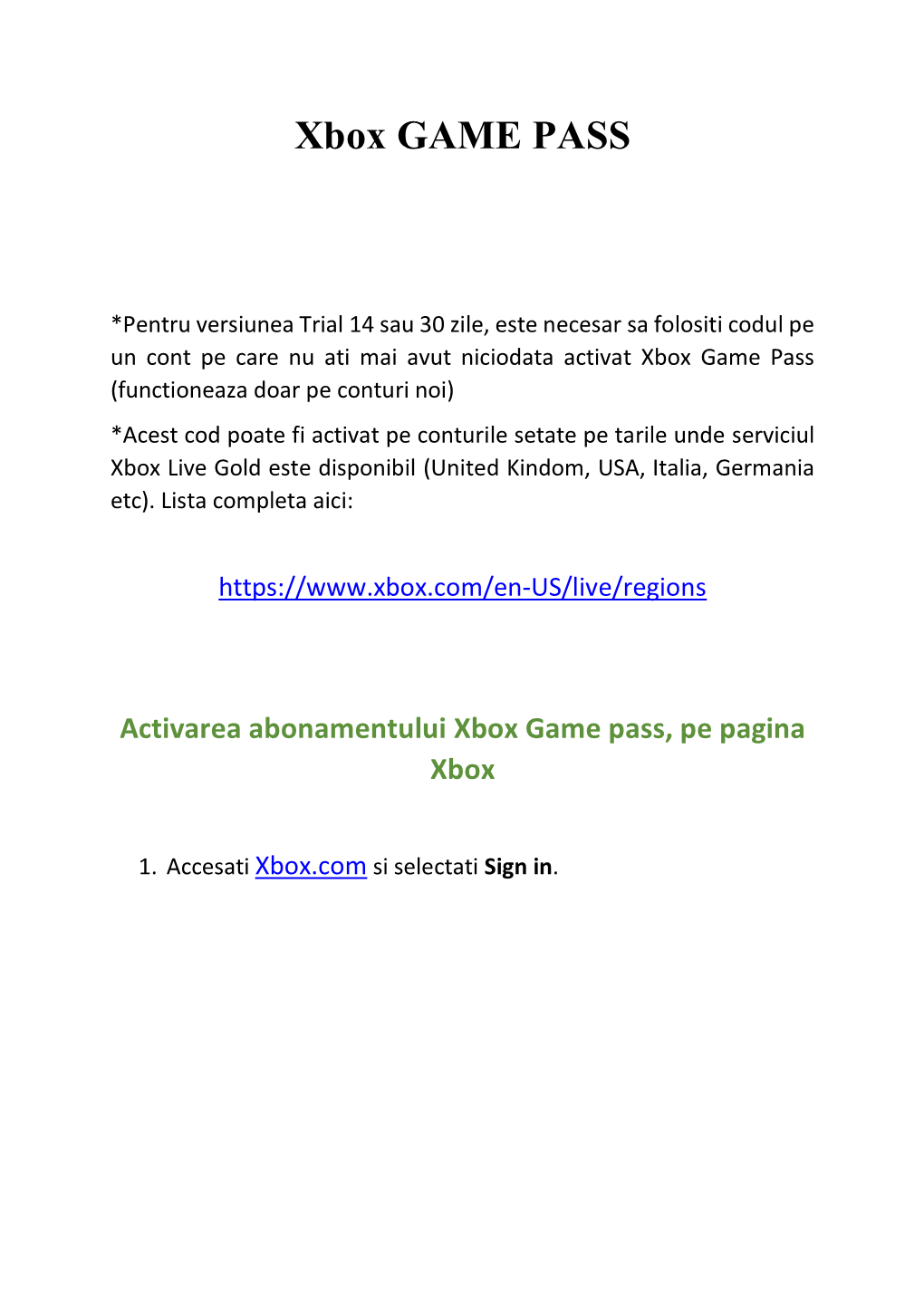 Xbox GAME PASS