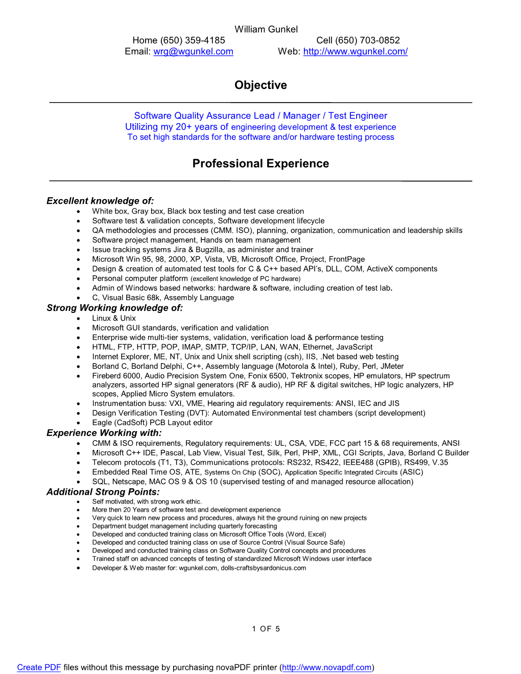 Software Quality Assurance Lead / Manager / Test Engineer Utilizing