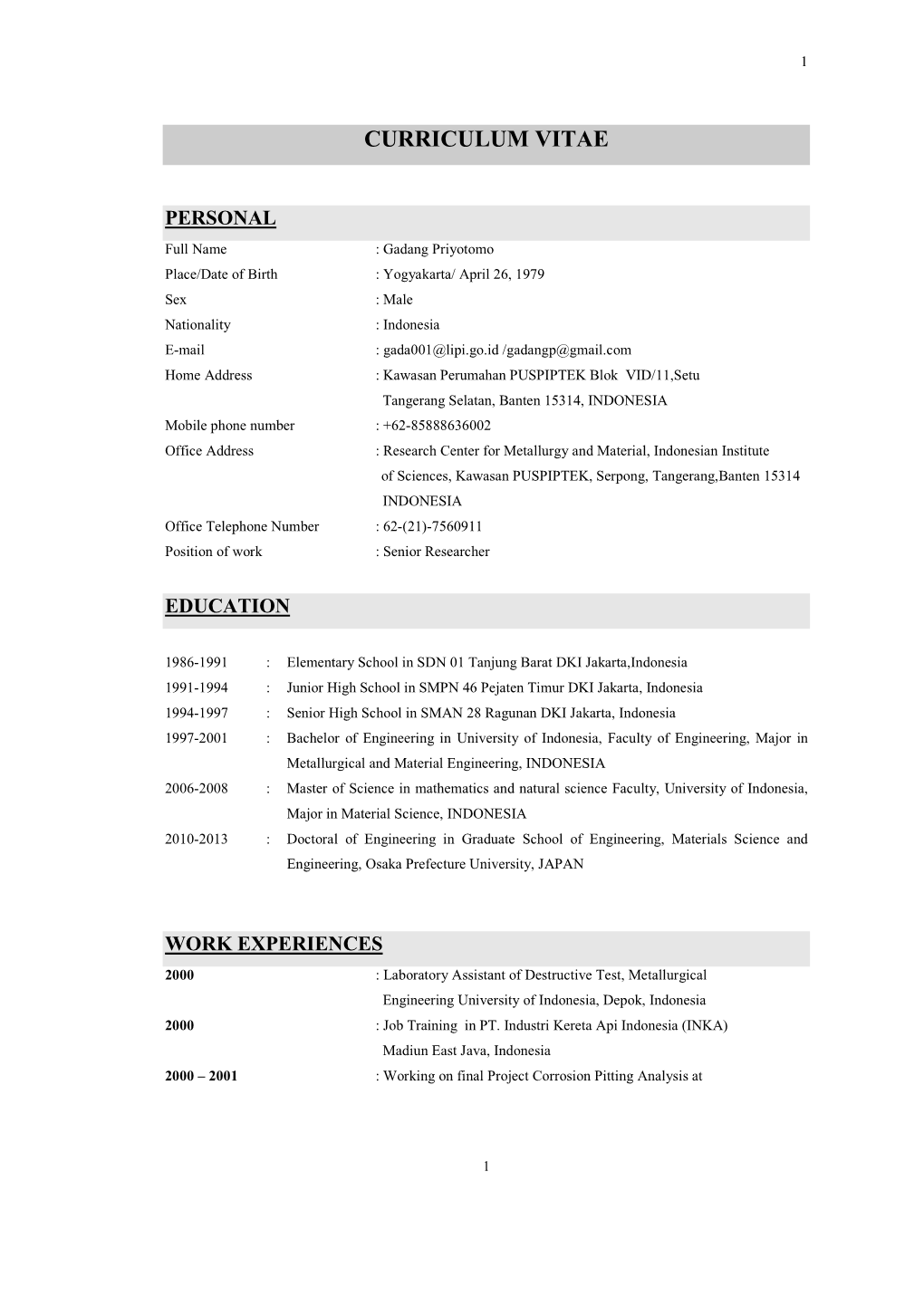 Curriculum Vitae