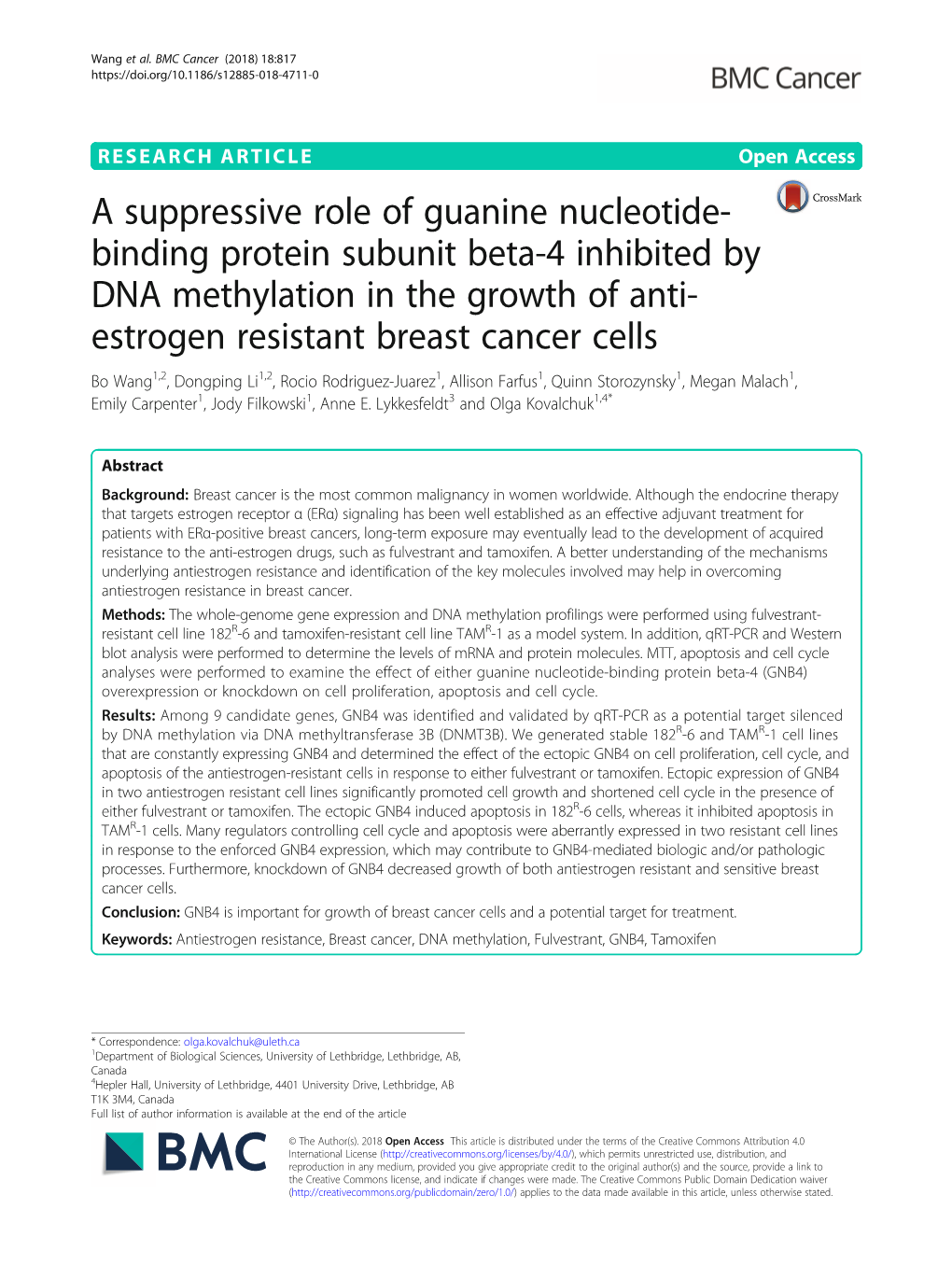 A Suppressive Role of Guanine Nucleotide-Binding Protein Subunit