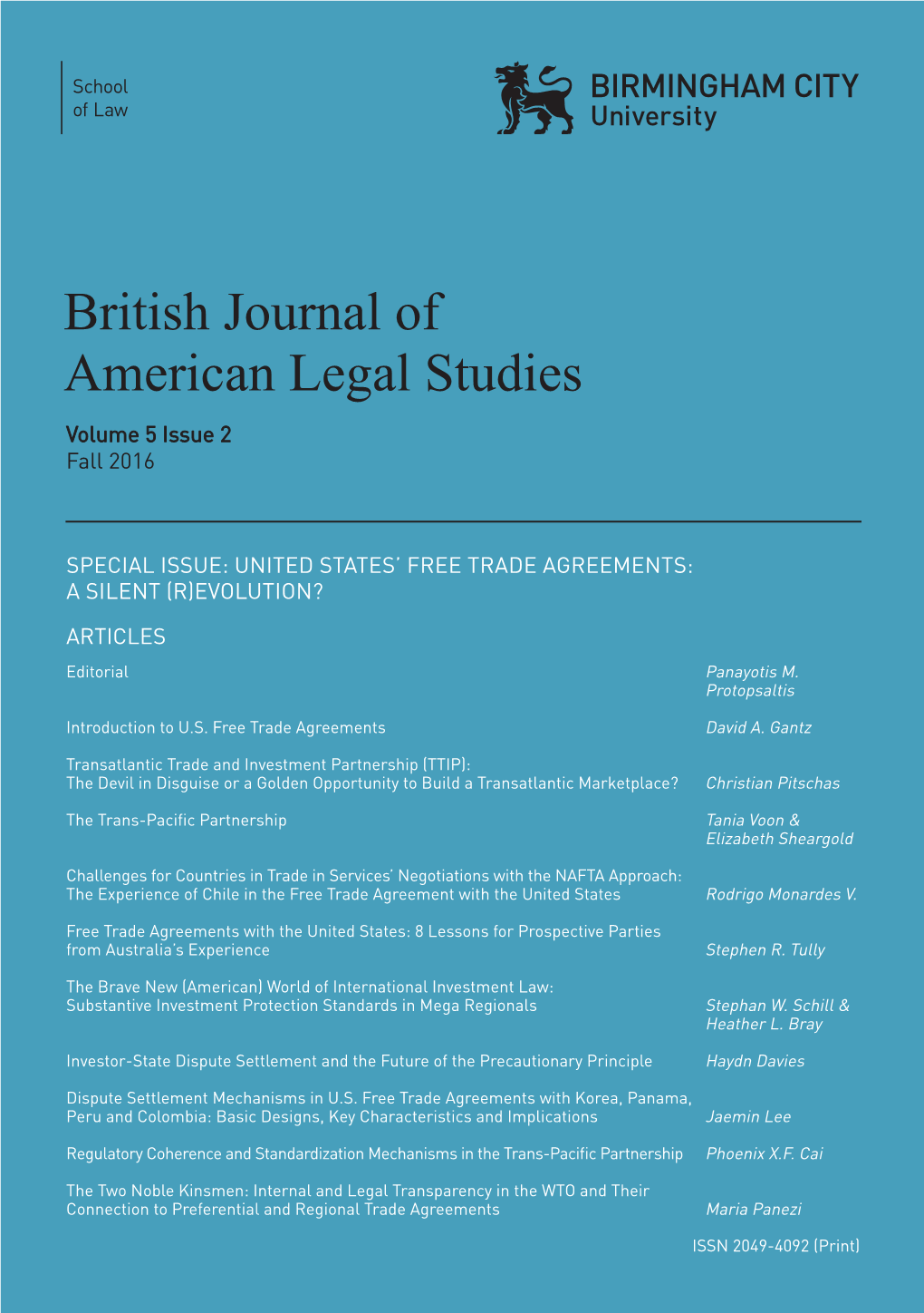 British Journal of American Legal Studies Volume 5 Issue 2 Fall 2016