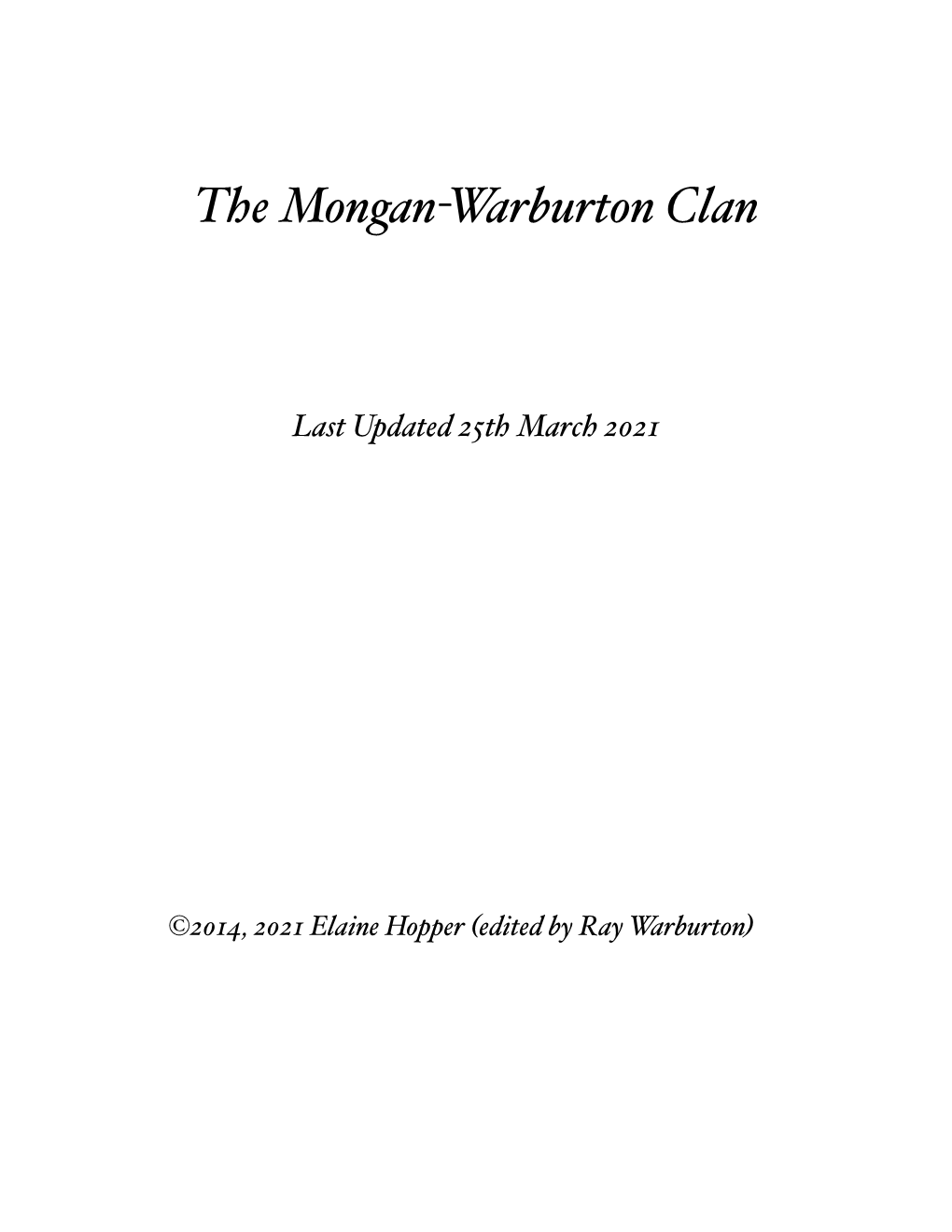 Book Titlethe Mongan-Warburton Clan