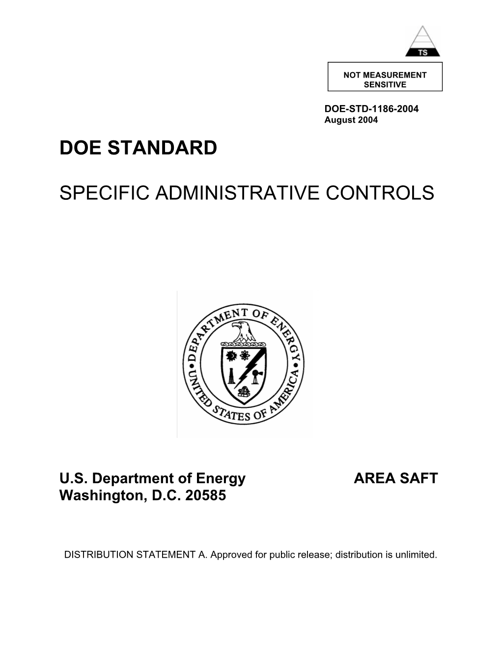 DOE-STD-1186-2004; Specific Administrative Controls