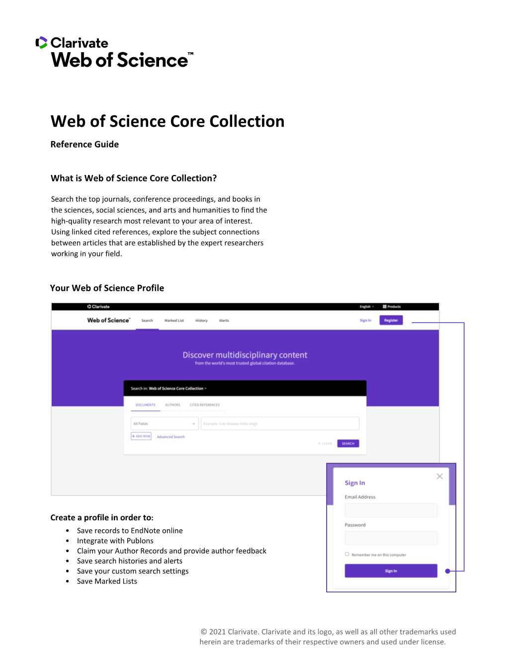 Web of Science Core Collection Reference Guide