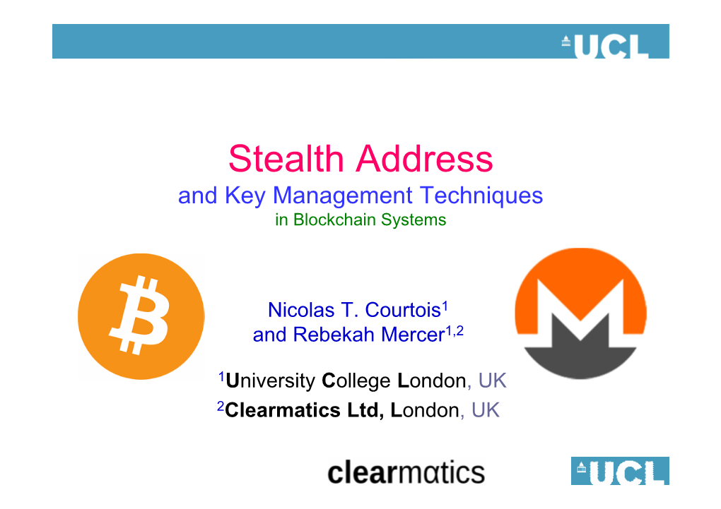 Stealth Address and Key Management Techniques in Blockchain Systems