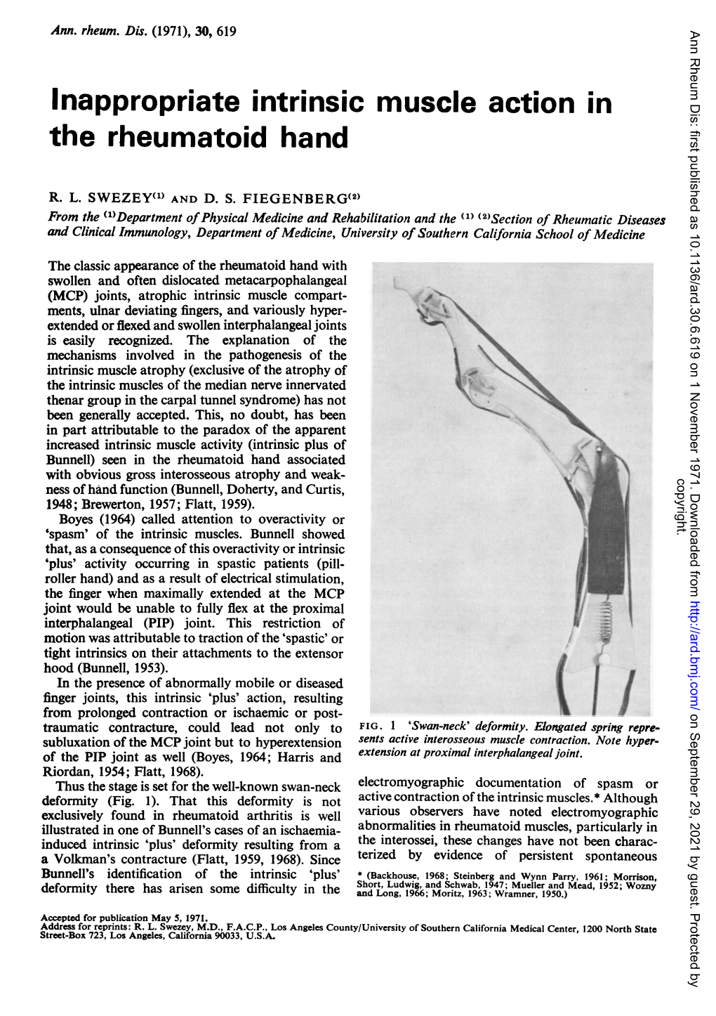 Inappropriate Intrinsic Muscle Action in the Rheumatoid Hand