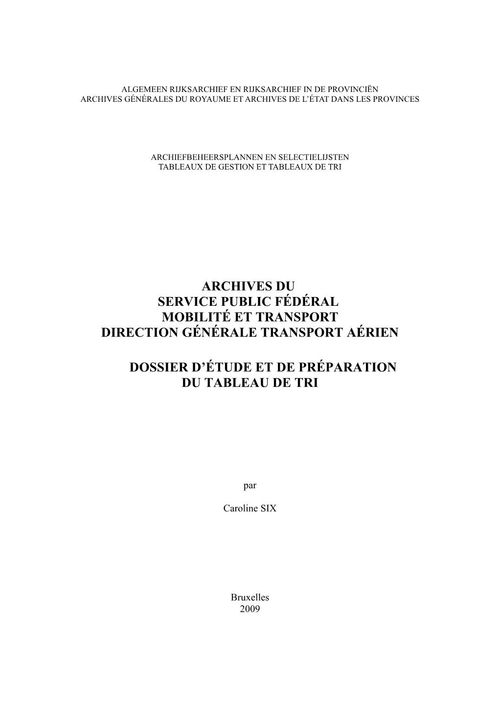 Archives Du Service Public Fédéral Mobilité Et Transport Direction Générale Transport Aérien