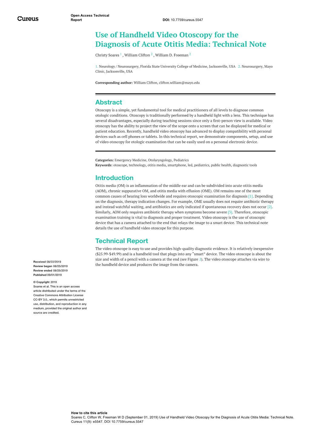 Use of Handheld Video Otoscopy for the Diagnosis of Acute Otitis Media: Technical Note