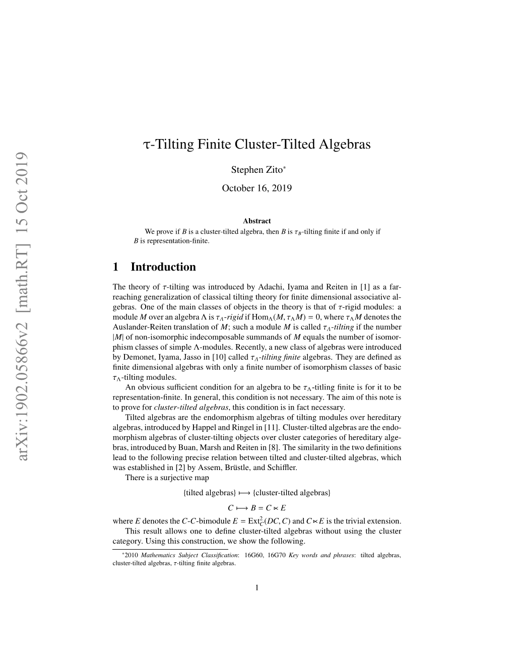 Τ-Tilting Finite Cluster-Tilted Algebras