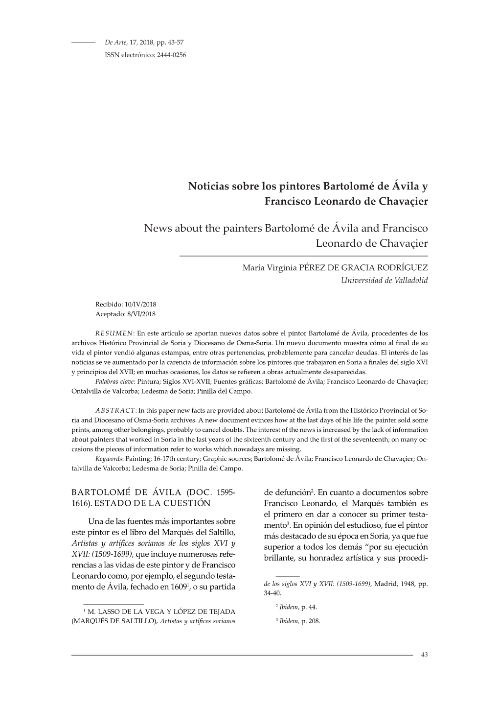 Noticias Sobre Los Pintores Bartolomé De Ávila Y Francisco Leonardo De Chavaçier