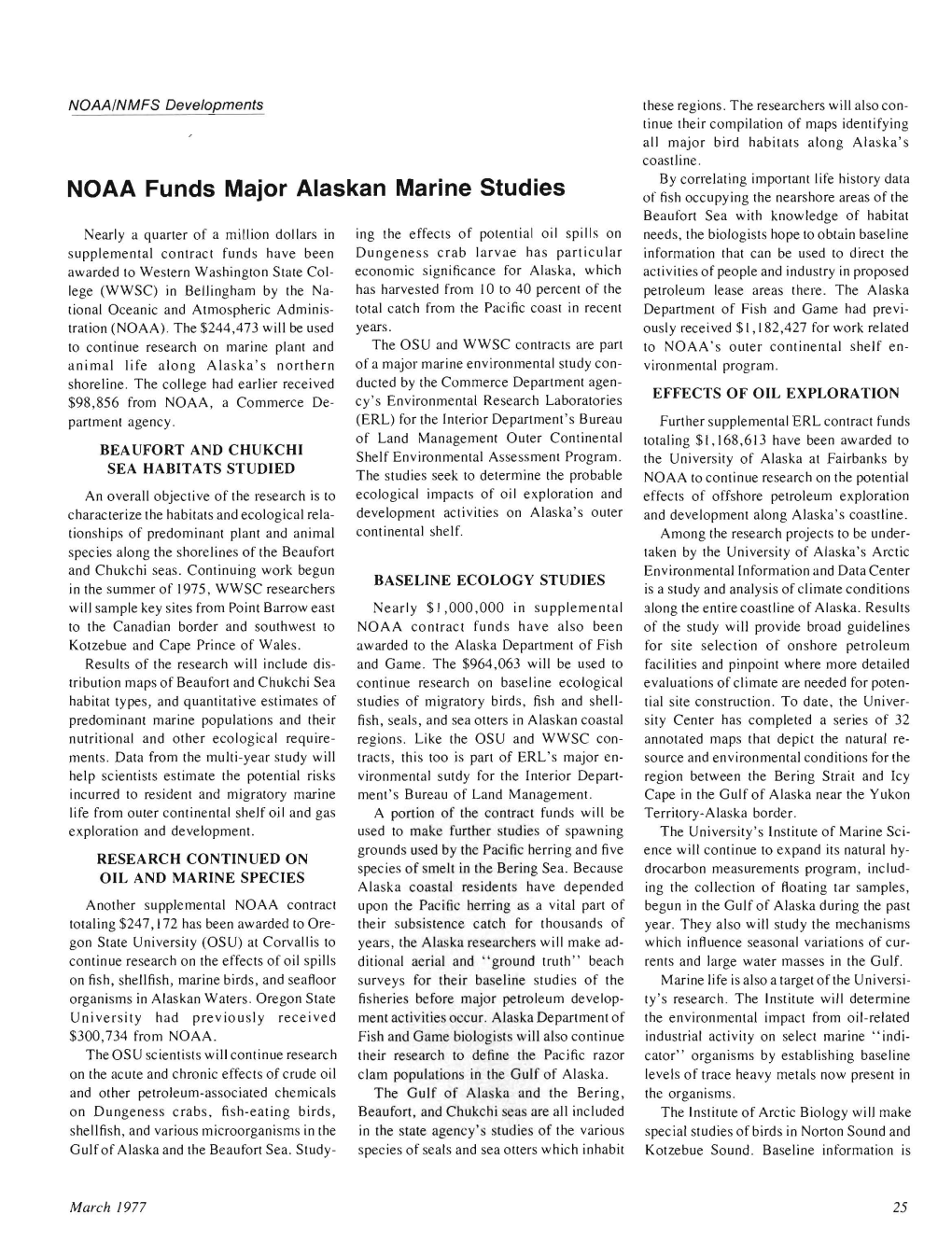 NOAA Funds Major Alaskan Marine Studies