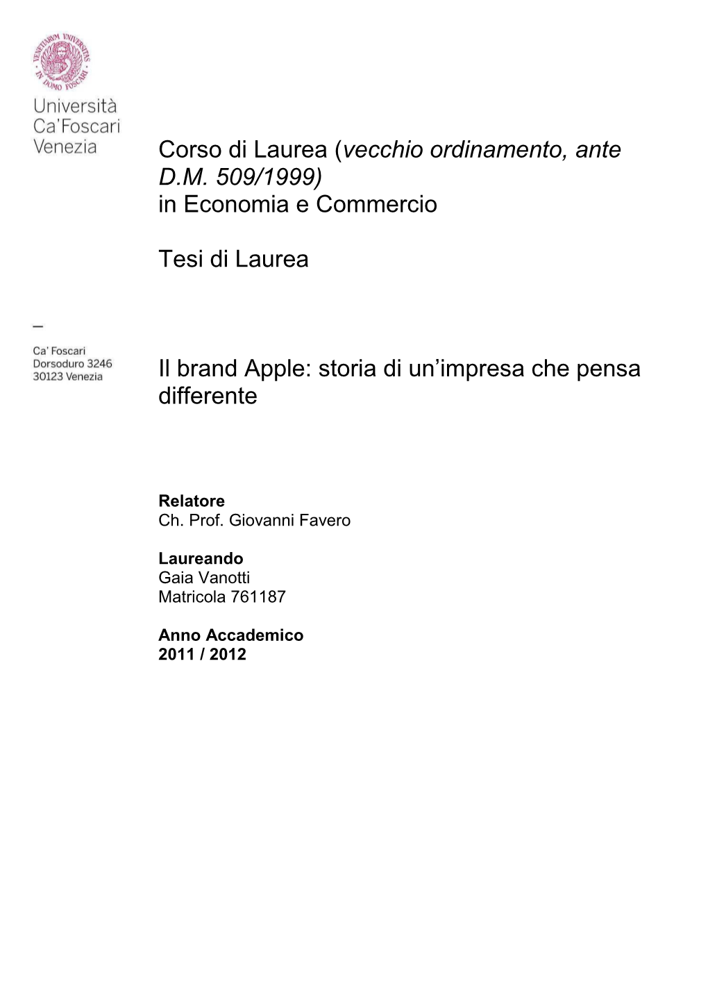 In Economia E Commercio Tesi Di Laurea Il Brand Apple