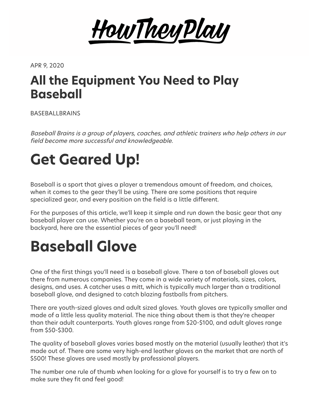 Get Geared Up! Baseball Glove