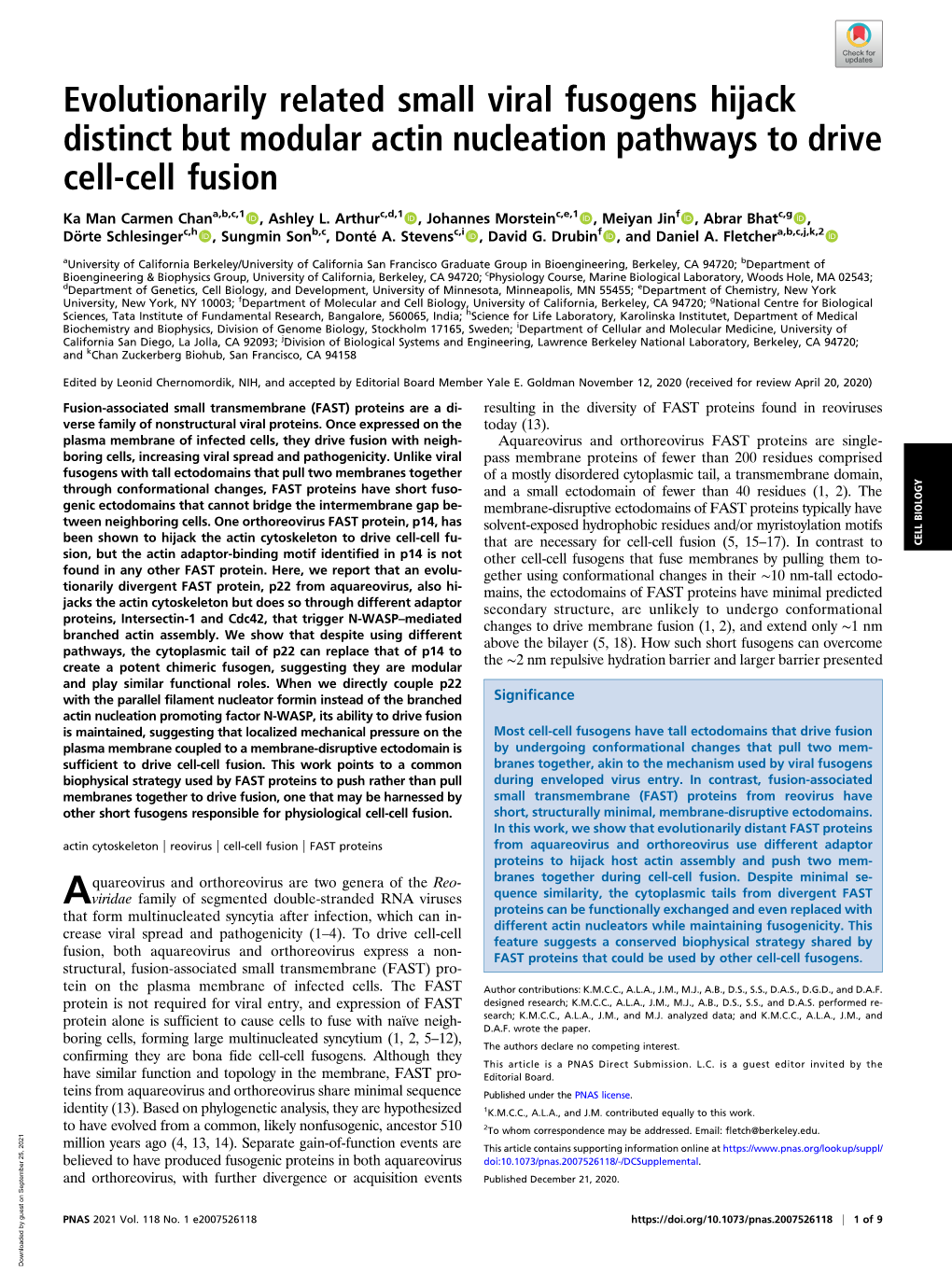 Evolutionarily Related Small Viral Fusogens Hijack Distinct but Modular Actin Nucleation Pathways to Drive Cell-Cell Fusion