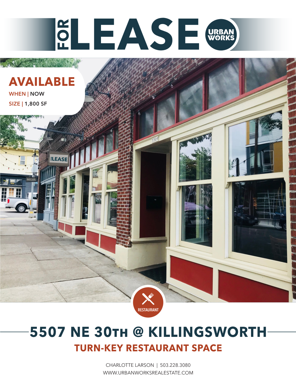 5507 NE 30Th @ KILLINGSWORTH TURN-KEY RESTAURANT SPACE