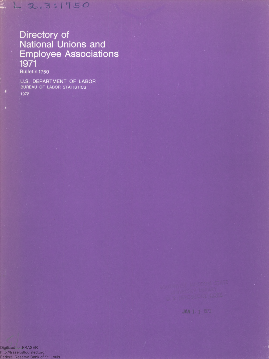 Directory of National Unions and Employee Associations, 1971