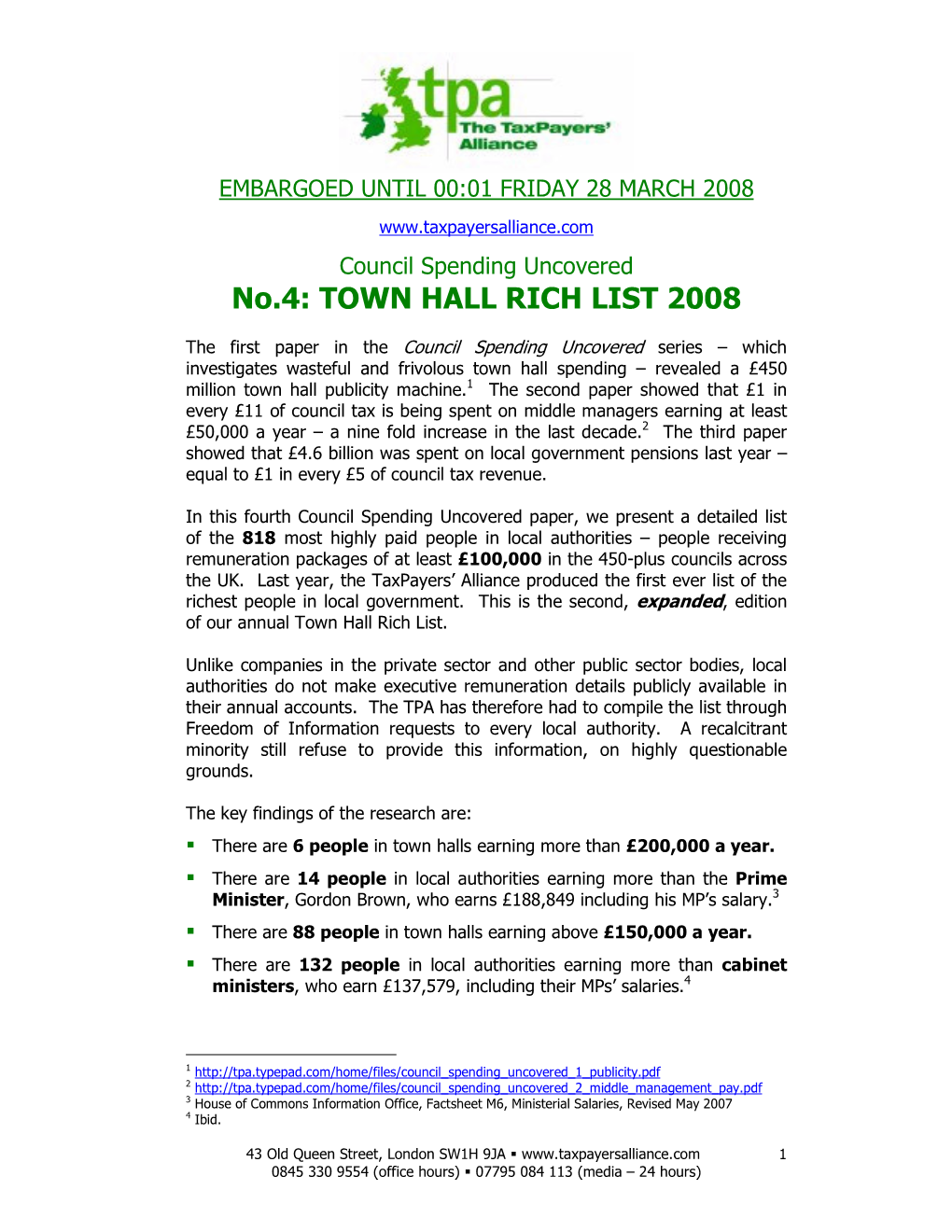Town Hall Rich List 2008
