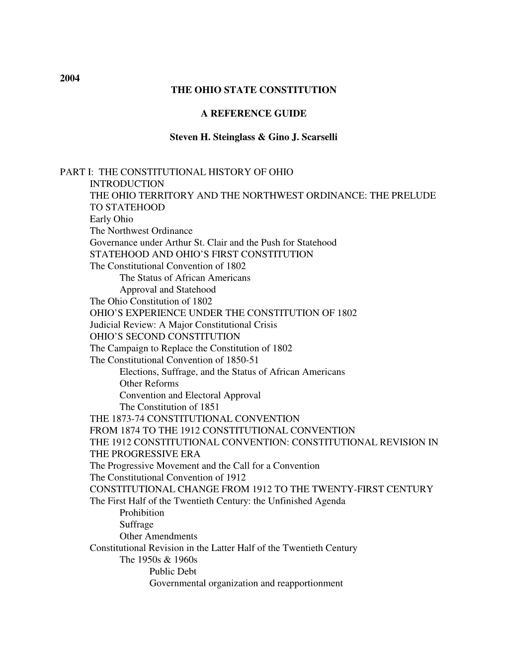 2004 the Ohio State Constitution a Reference