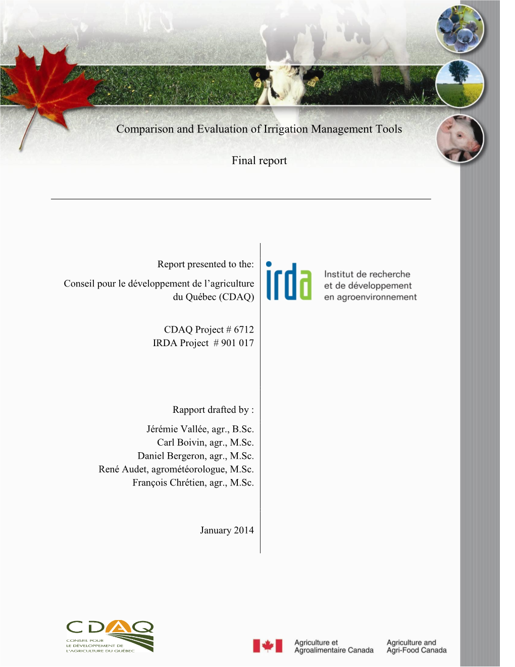 Comparison and Evaluation of Irrigation Management Tools Final