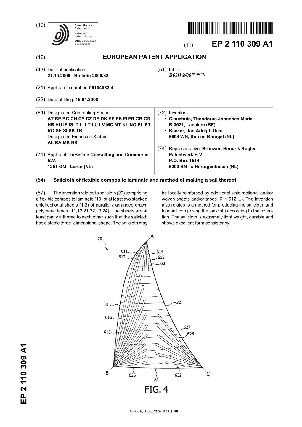 Sailcloth of Flexible Composite Laminate and Method of Making a Sail Thereof