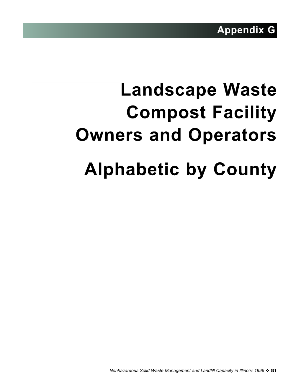 Landscape Waste Compost Facility Owners and Operators Alphabetic by County