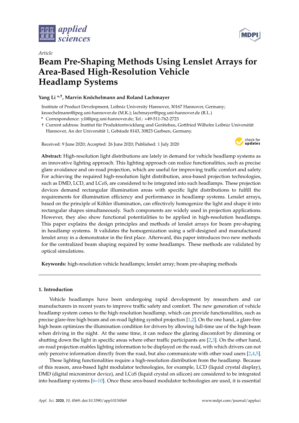 Beam Pre-Shaping Methods Using Lenslet Arrays for Area-Based High-Resolution Vehicle Headlamp Systems