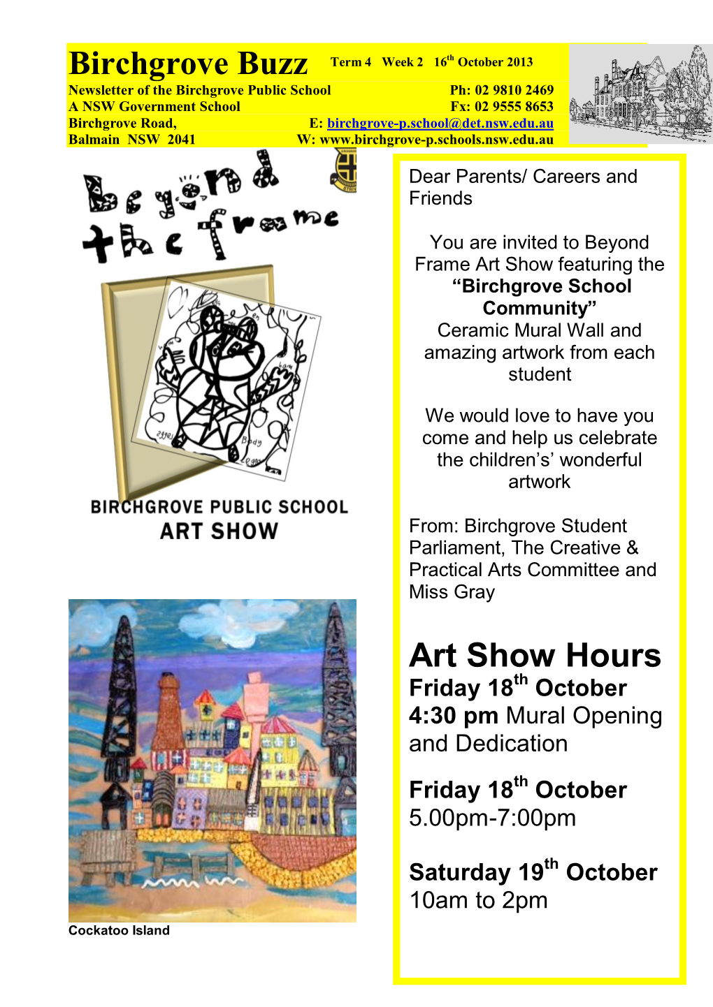 Birchgrove Buzz Art Show Hours