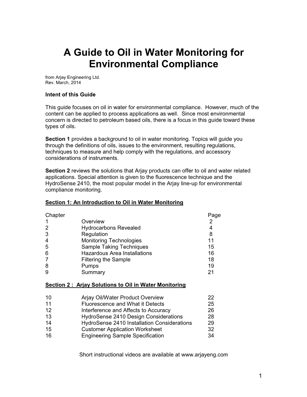 Guide to Oil in Water Monitoring for Environmental Compliance from Arjay Engineering Ltd