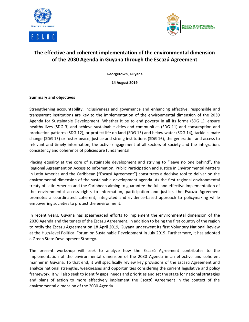 Agenda in Guyana Through the Escazú Agreement