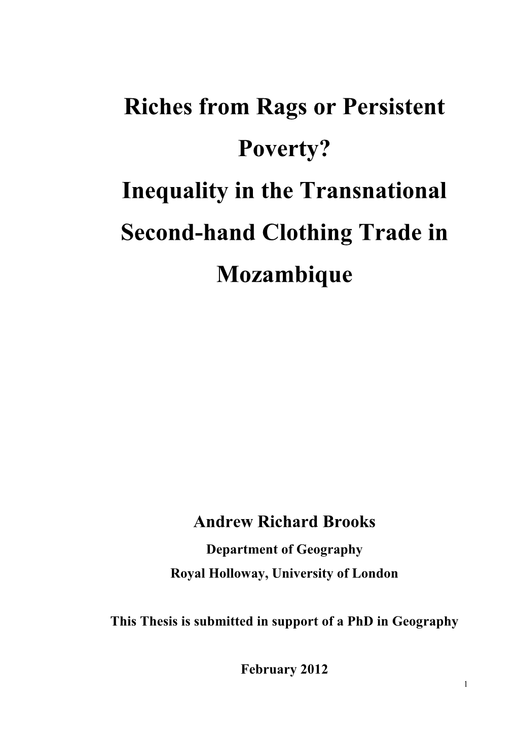 Inequality in the Transnational Second-Hand Clothing Trade in Mozambique