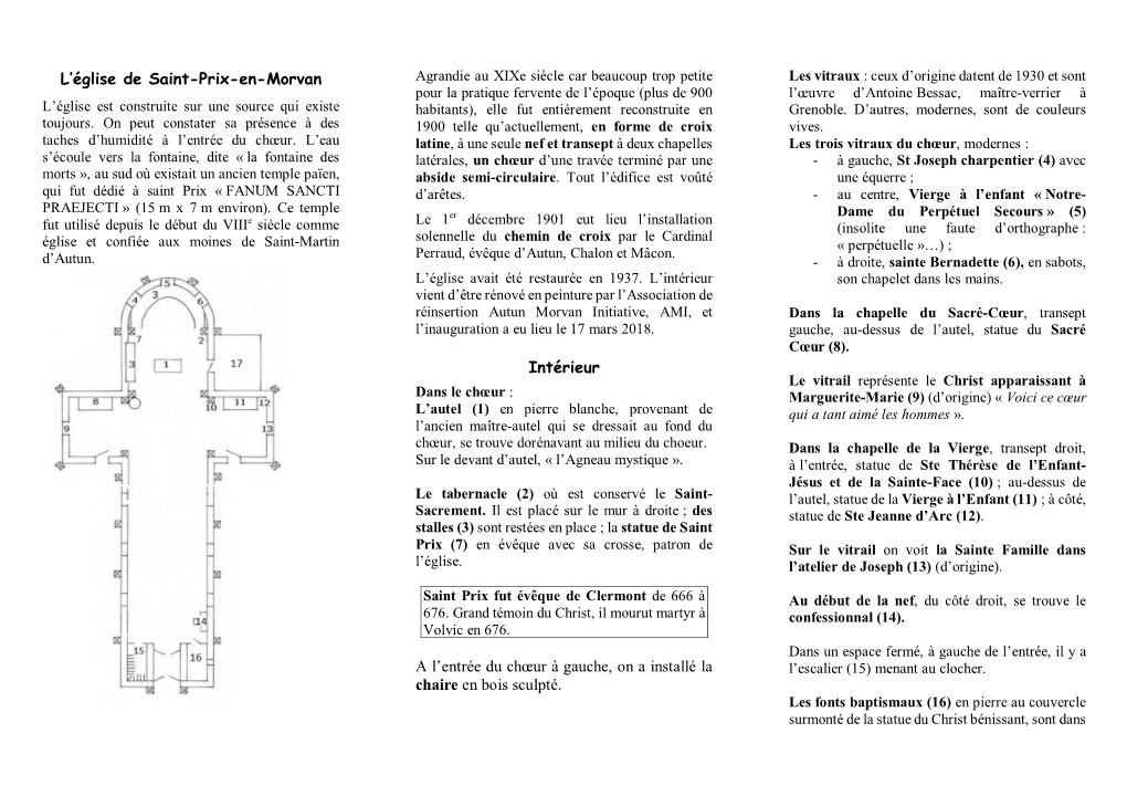 L'église De Saint-Prix-En-Morvan Intérieur a L'entrée Du Chœur À