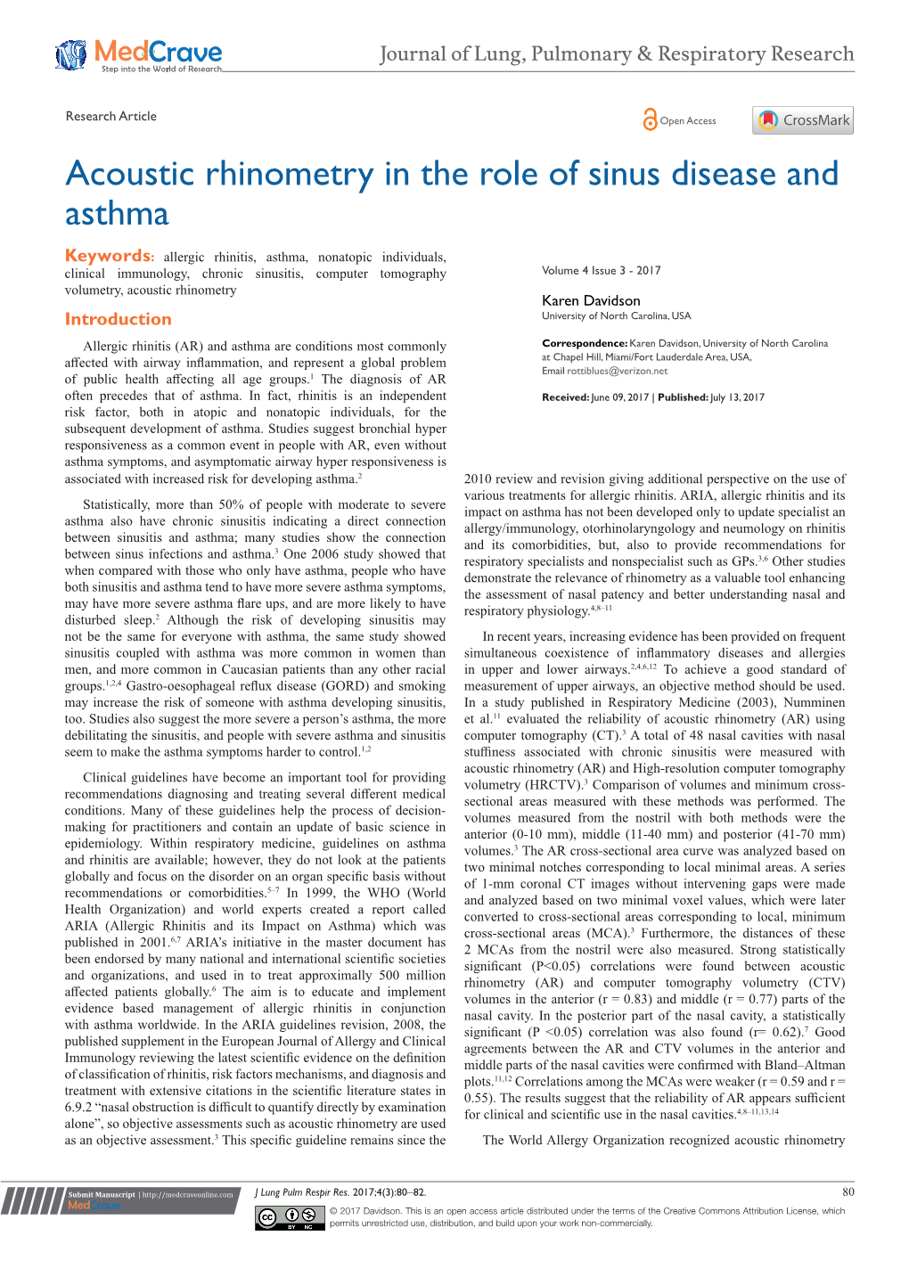 Acoustic Rhinometry in Therole of Sinus Disease and Asthma