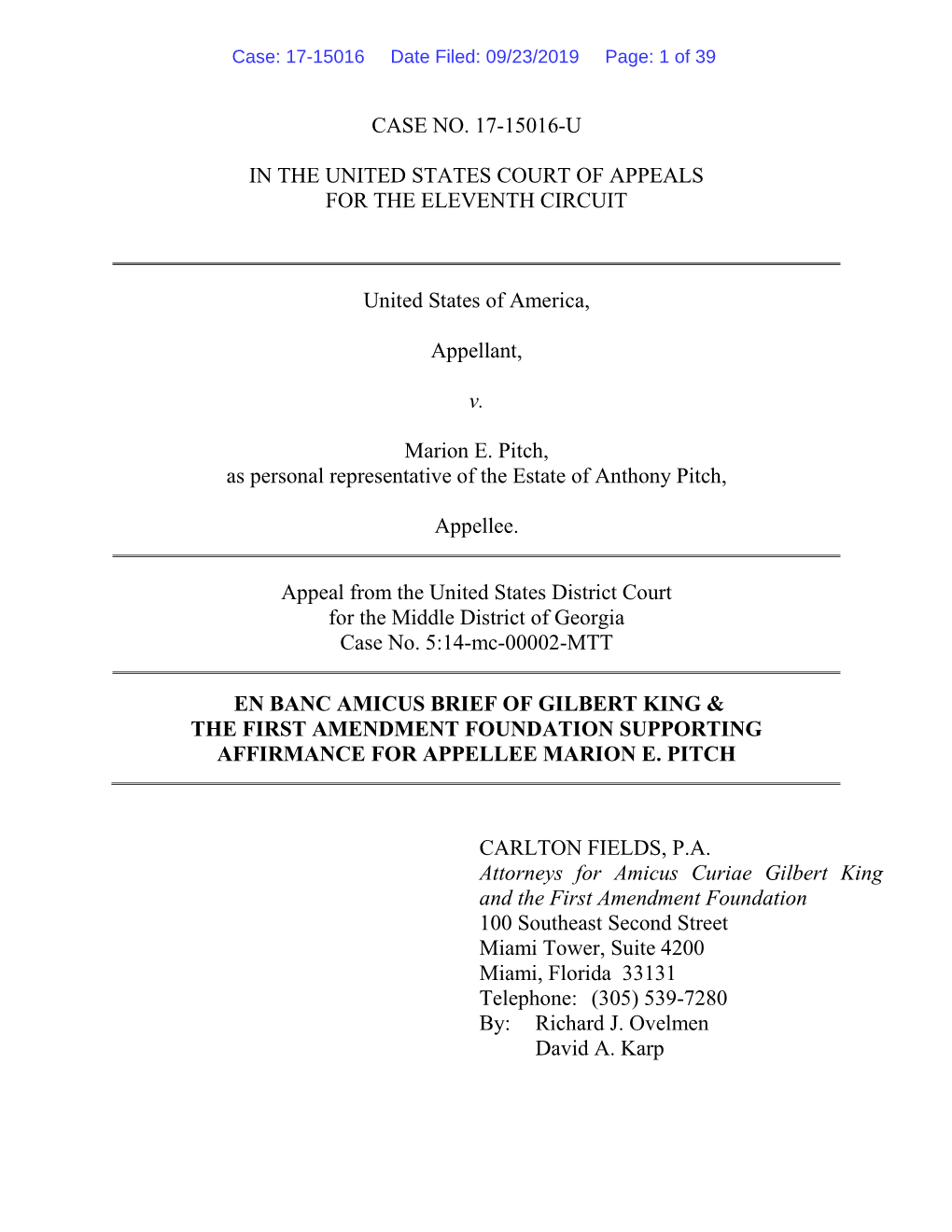 An Amicus Brief for King and the First Amendment Foundation
