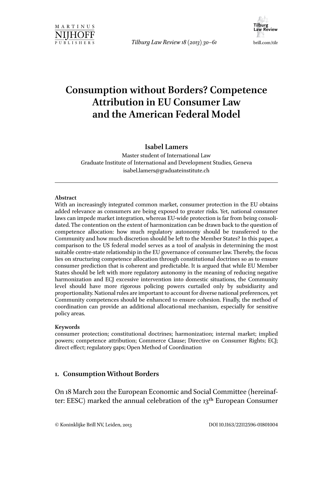 Competence Attribution in EU Consumer Law and the American Federal Model