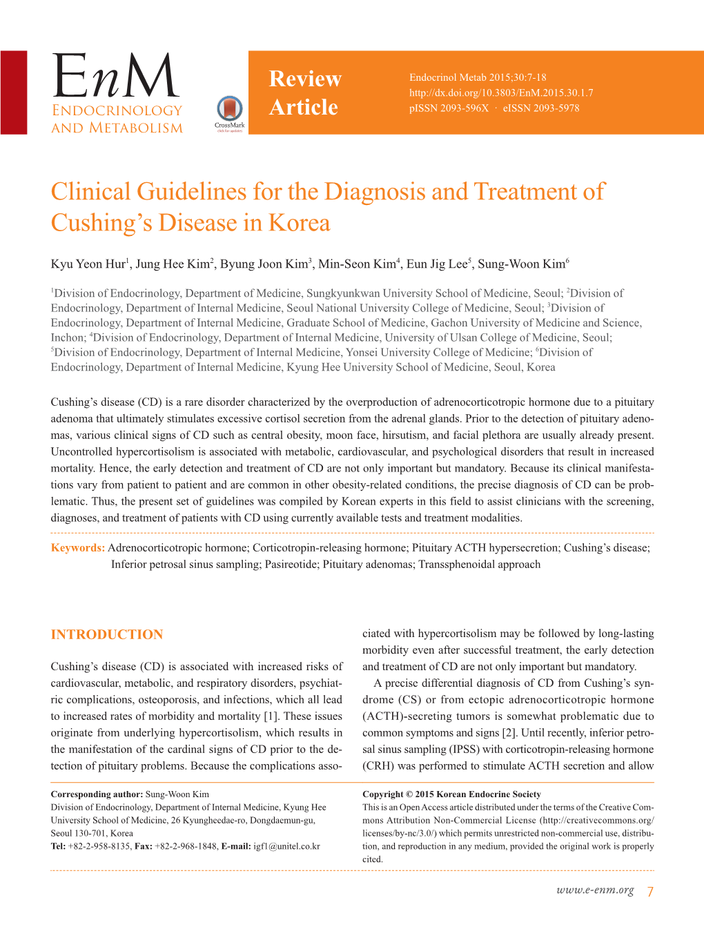 Clinical Guidelines for the Diagnosis and Treatment of Cushing's