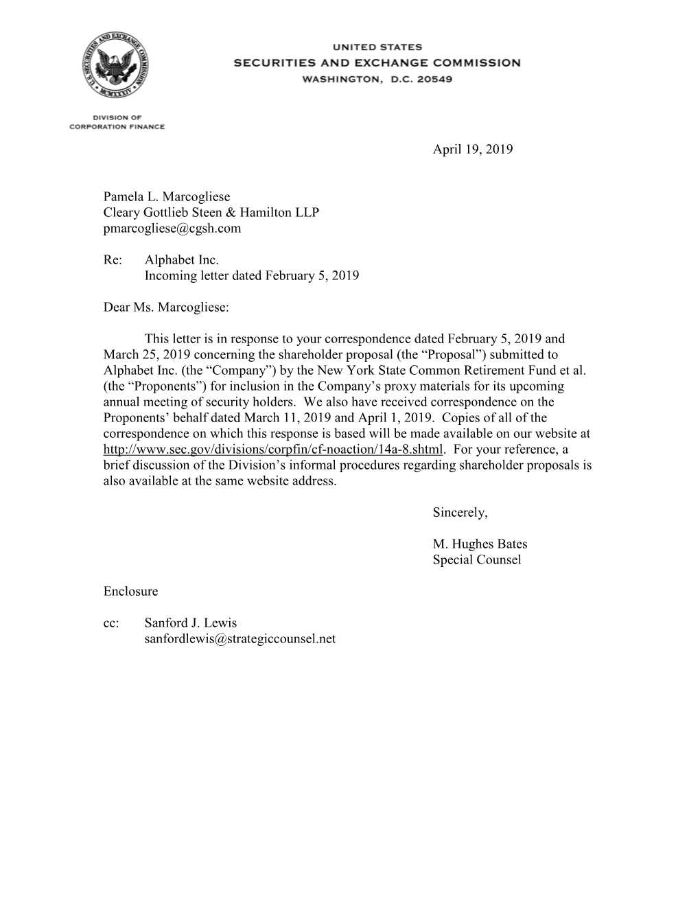 Alphabet Inc. Incoming Letter Dated February 5, 2019