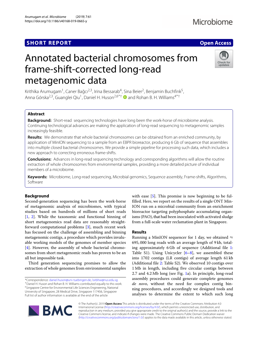 Annotated Bacterial Chromosomes from Frame-Shift-Corrected Long-Read