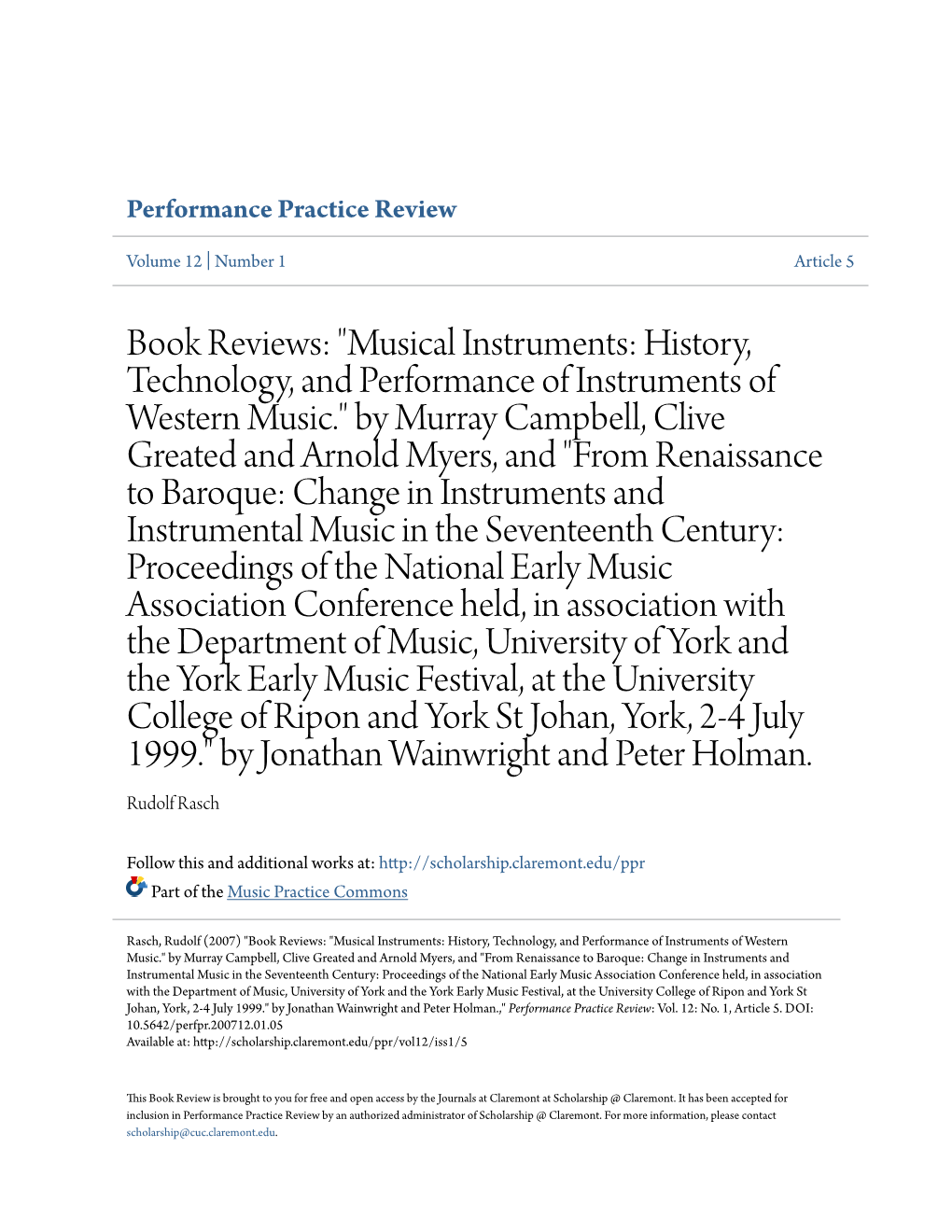 Musical Instruments: History, Technology, and Performance Of