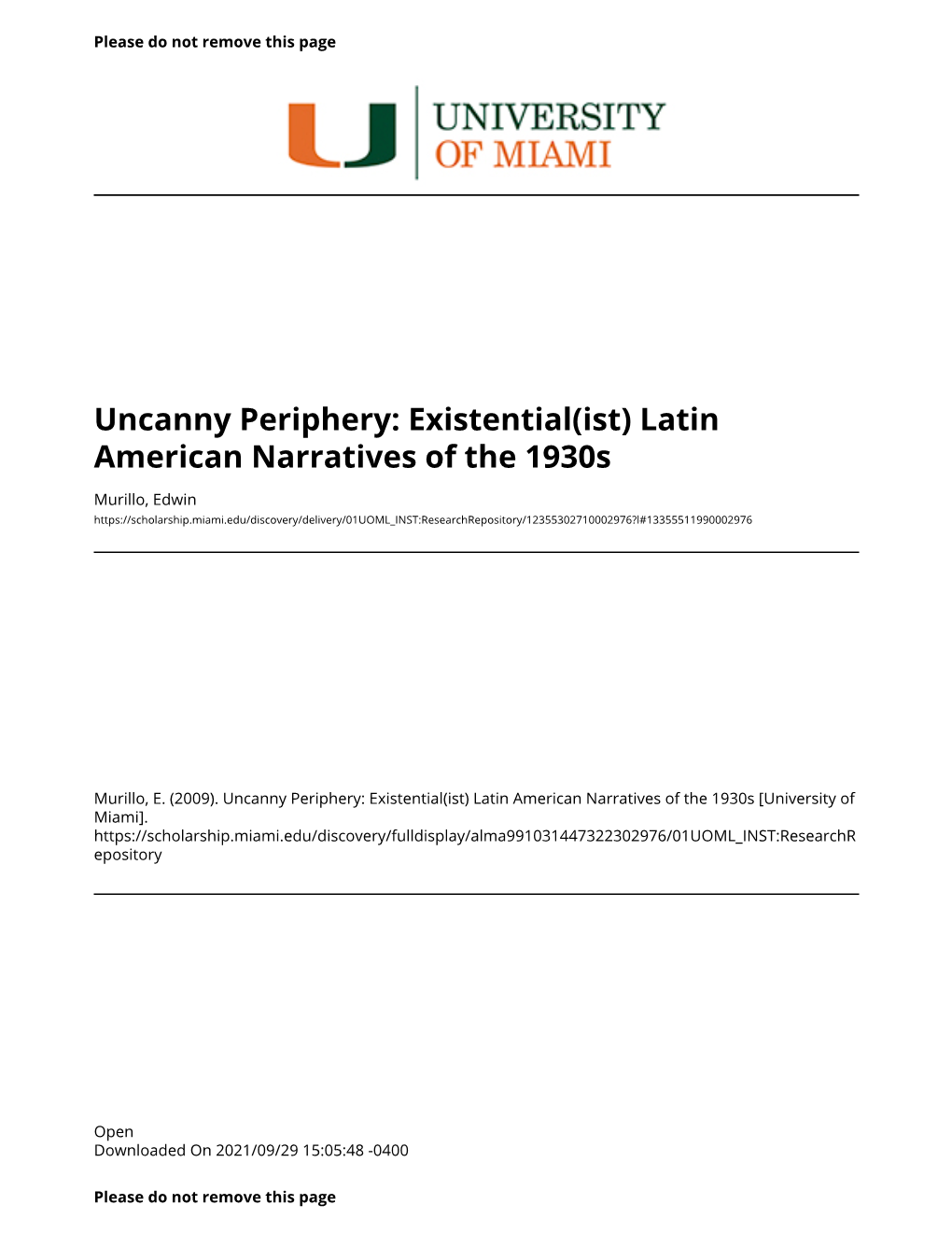 Latin American Narratives of the 1930S