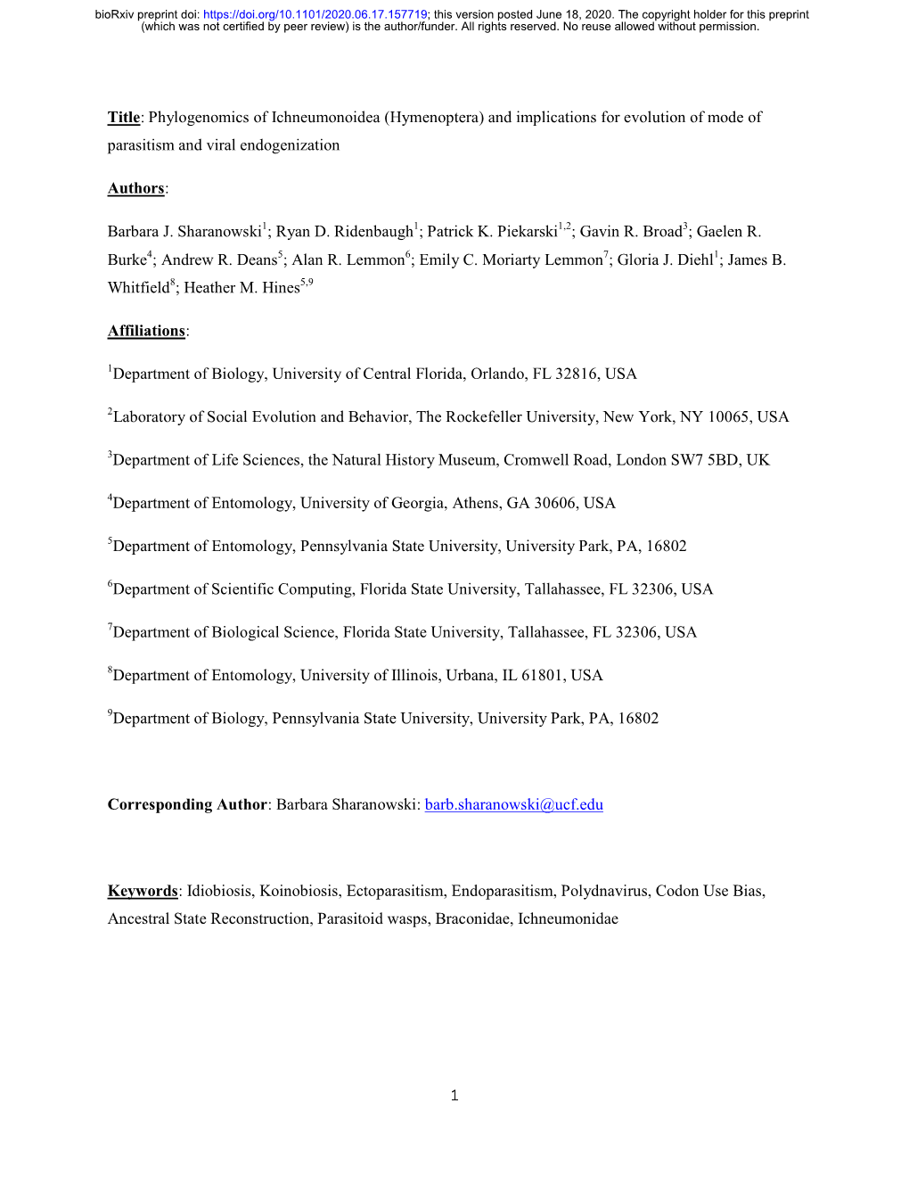 Phylogenomics of Ichneumonoidea (Hymenoptera) and Implications for Evolution of Mode of Parasitism and Viral Endogenization