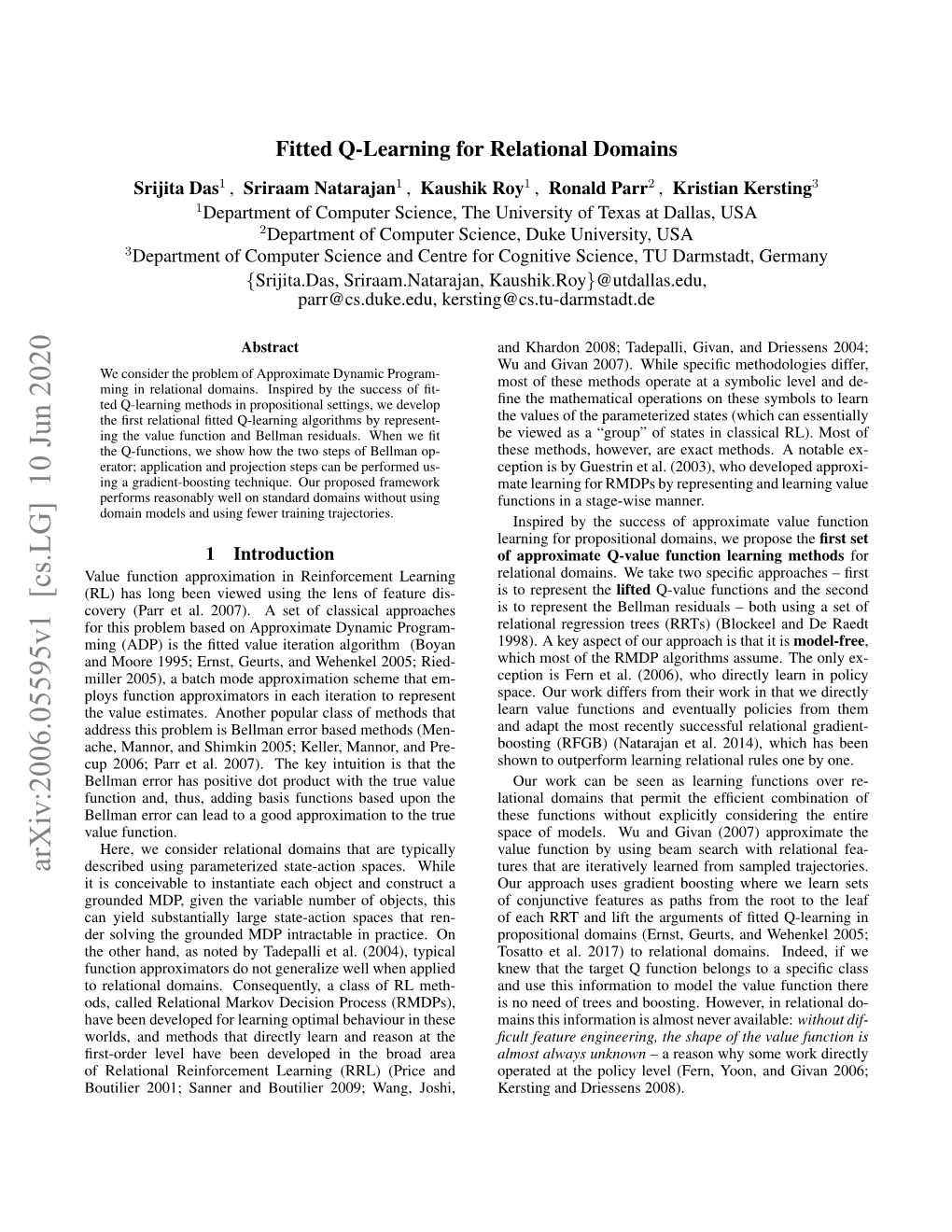 Fitted Q-Learning for Relational Domains