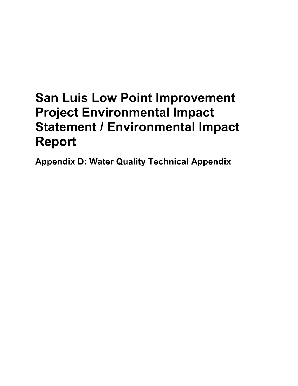 Water Quality Technical Appendix