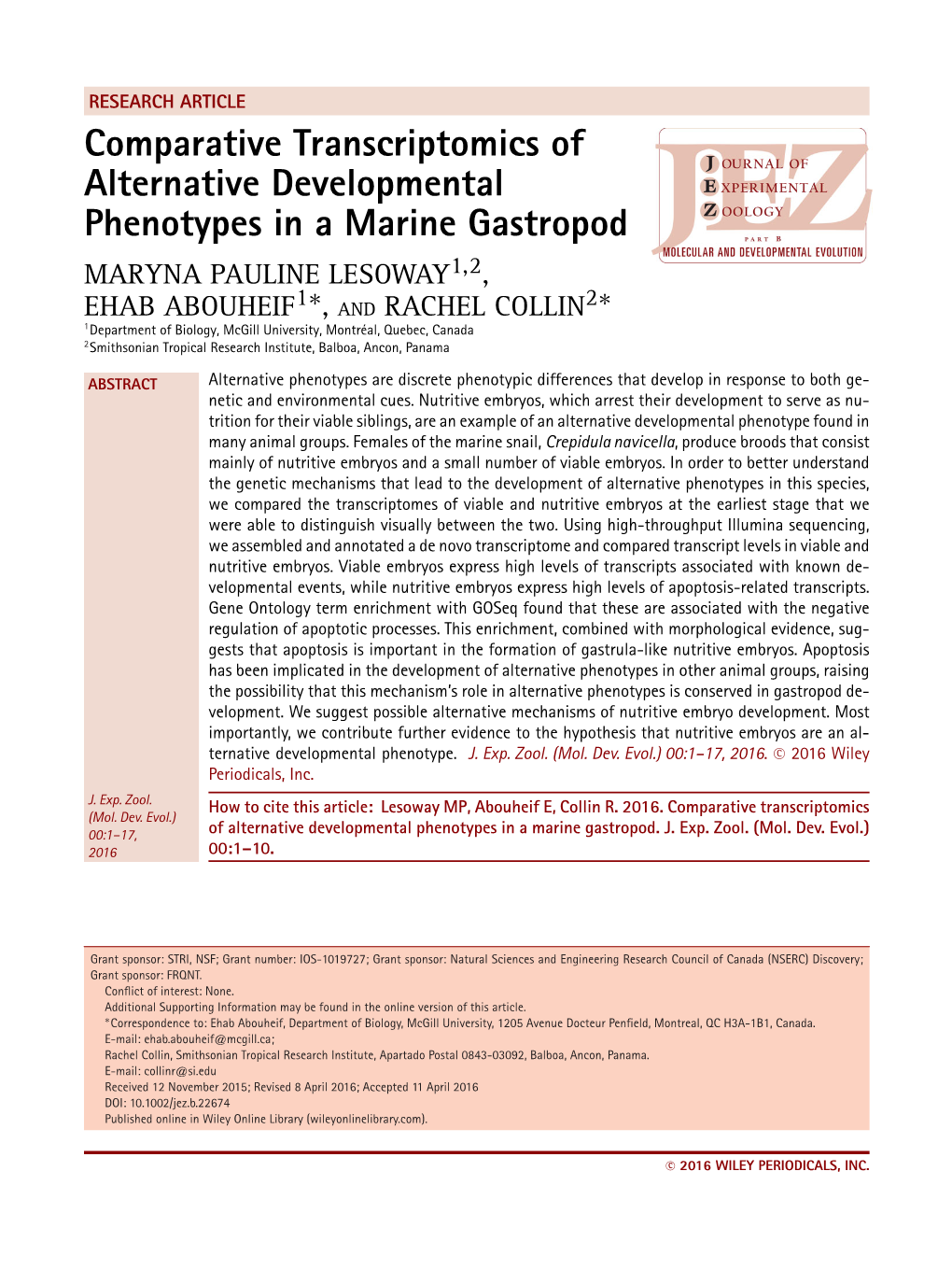 Comparative Transcriptomics of Alternative Developmental