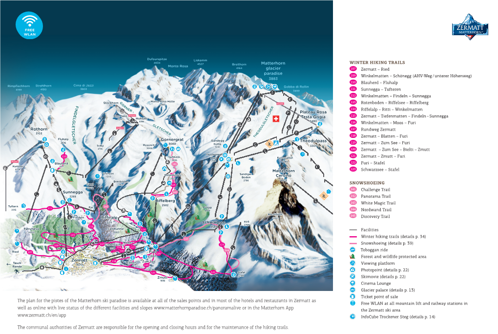 Winter Hiking & Snowshoe Trails Map Zermatt