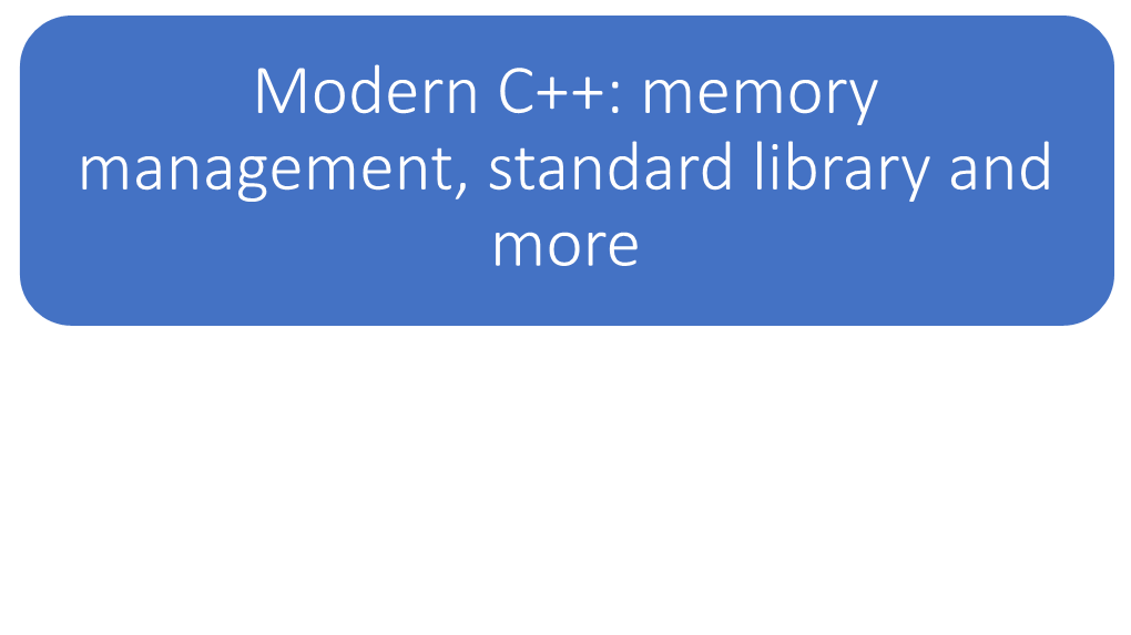 Modern C++: Memory Management, Standard Library and More What Does Modern C++ Mean? 2